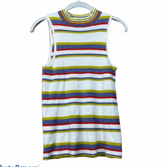 Anthropologie Sweaters - Anthropologie moth striped sleeveless mock neck m